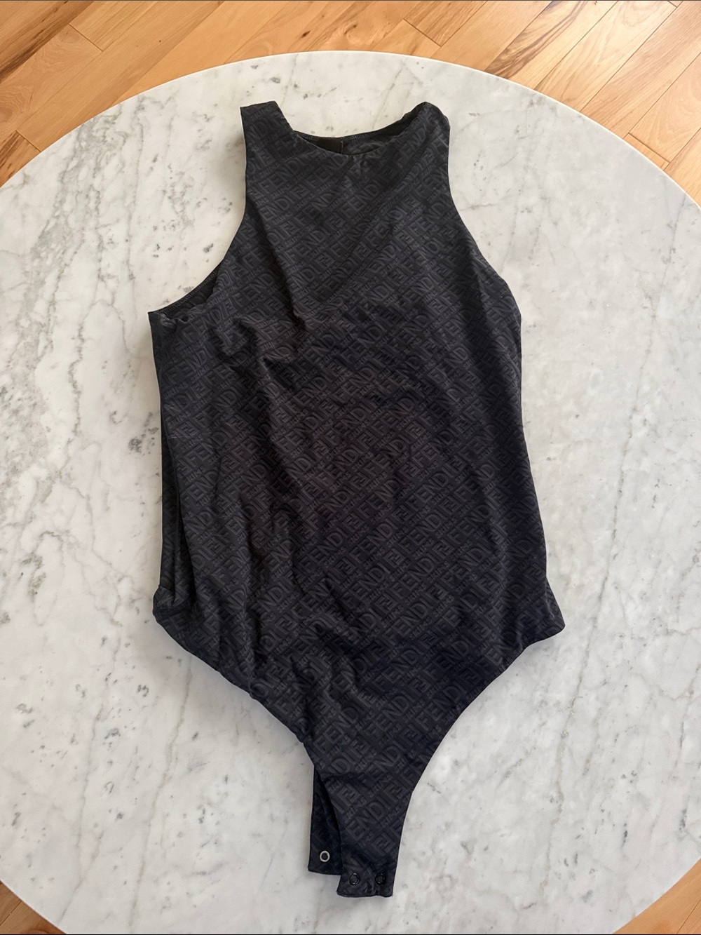 Fendi x Skims Black Logo-Embossed Girls' One-Piece Bodysuit